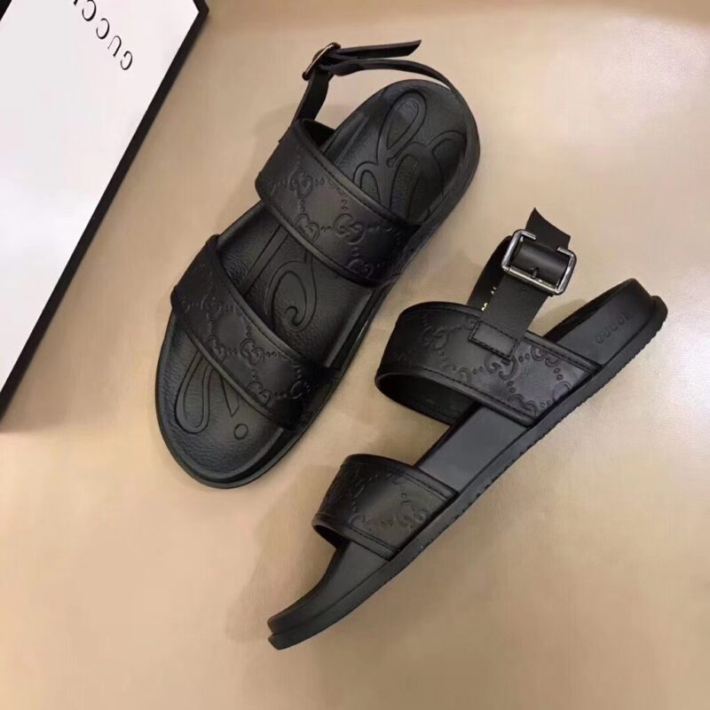 Dép nam Gucci siêu cấp sandal họa tiết đế dập chữ logo đen DGC58