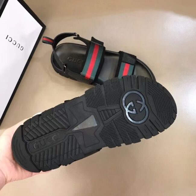 Dép nam Gucci siêu cấp sandal họa tiết viền đỏ DGC60
